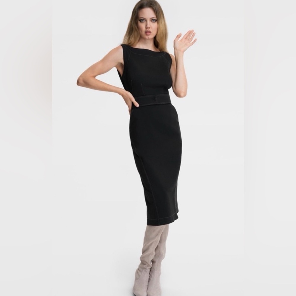 Gap X Zac Posen Gapstudio Seamed Denim Midi Dress NWT 2 LBD Little Black Dress - Picture 1 of 10